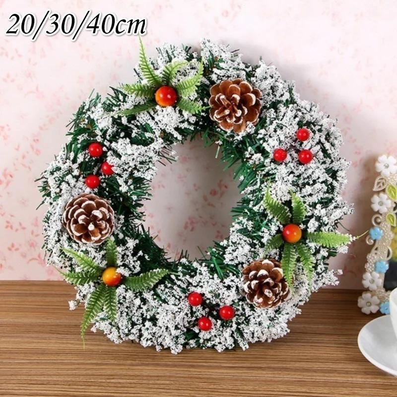 20/30/40cm Christmas Simulation Pine Wreath Christmas Tree Decoration Wreath Home Christmas Decoration Hanging Decoration