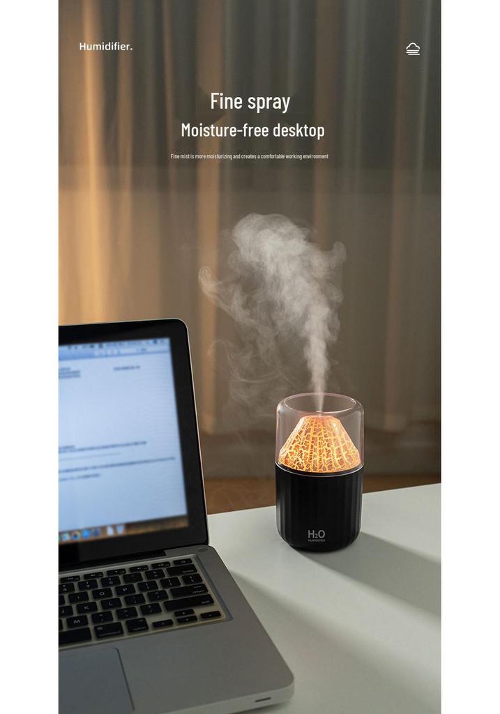 Creative Volcano Humidifier: Seven-Color Aromatherapy Diffuser for Home & Bedroom, Perfect Desktop Gift with Ambient Light