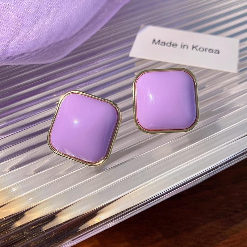 

periwinkle blue silver needle earrings women s simple geometric resin stud earrings niche temperament super fairy ear jewelry