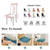 Jacquard Stretch Elastisk Spisestol Setetrekk Smussavvisende Universalt Avtakbart Vaskbart Stolsete Putetrekk Slipcover