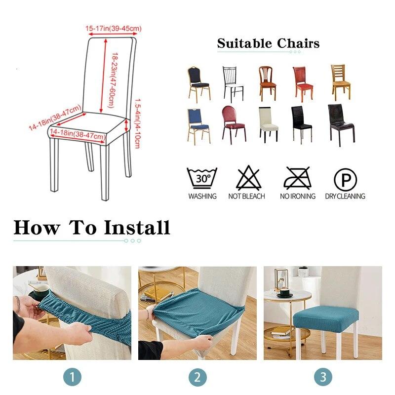 Jacquard Stretch Elastisk Spisestol Setetrekk Smussavvisende Universalt Avtakbart Vaskbart Stolsete Putetrekk Slipcover