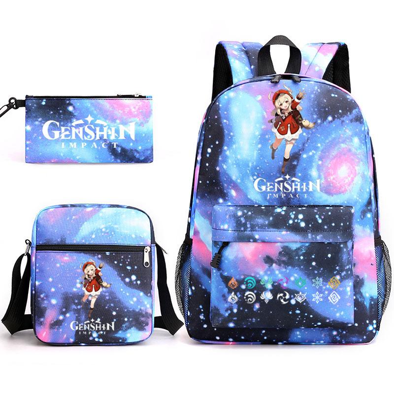 Genshinimpact Yuanshen School Bag Three-Piece Pencil Case Shoulder Bag Backpack
