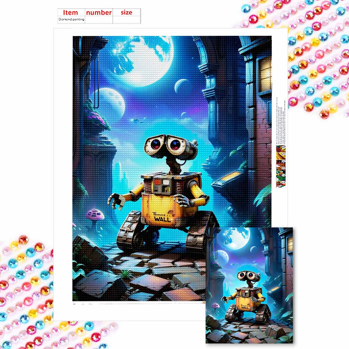 

Полная круглая алмазная живопись Милый арт Валли Стразовая картина Мозаика Сделай сам 5D Вышивка крестом Домашнее украшение Round 20x30cm