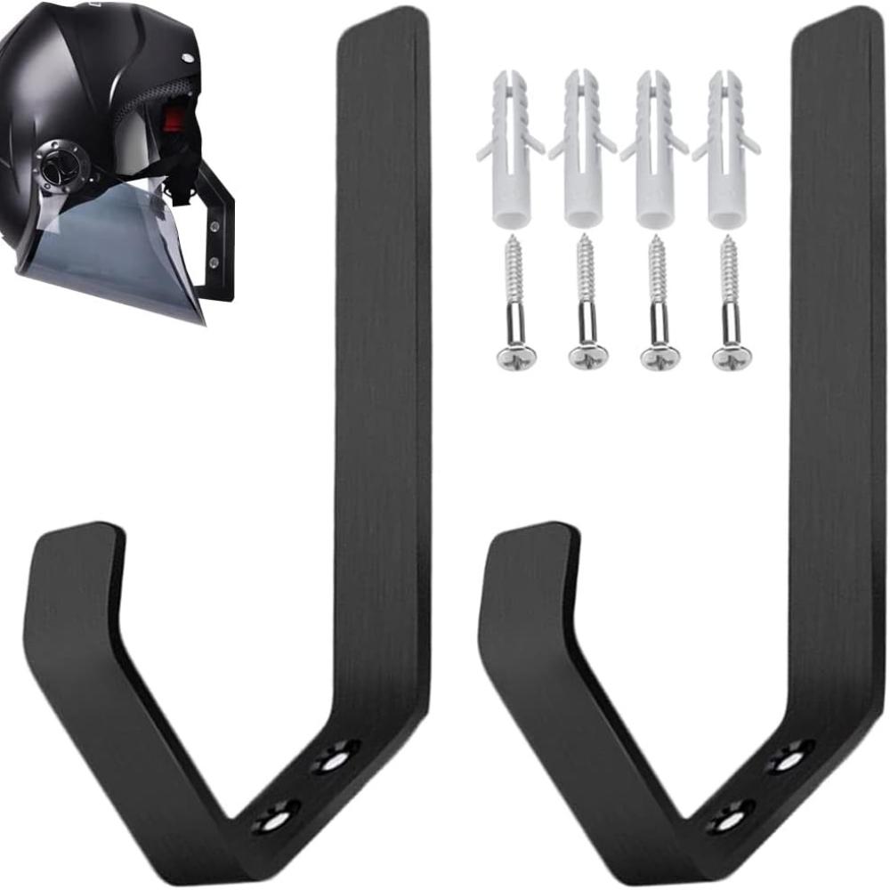 2 Pack Motorcycle Helmet Hooks, Multipurpose for Jackets, Keys, Bags, Heavy Duty Wall Hooks for Kitchen Cabinets and Home Doors