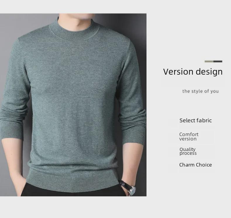 Halbrollkragenpullover für Herren aus 100 % reiner Wolle – Herbst-/Winterkollektion 2024