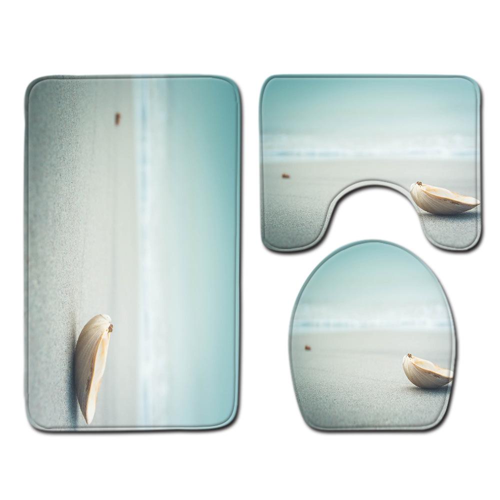 Shell Bathroom Floor Mat Toilet Three-Piece Set