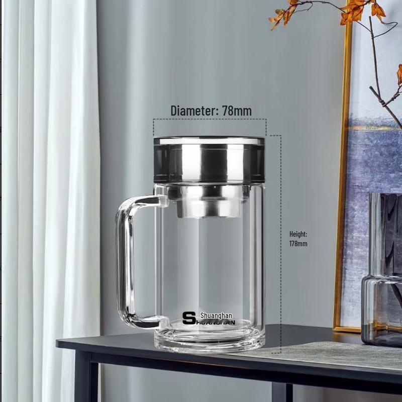 Shuanghan Double-Layer Borosilicate Glass Tea Cup