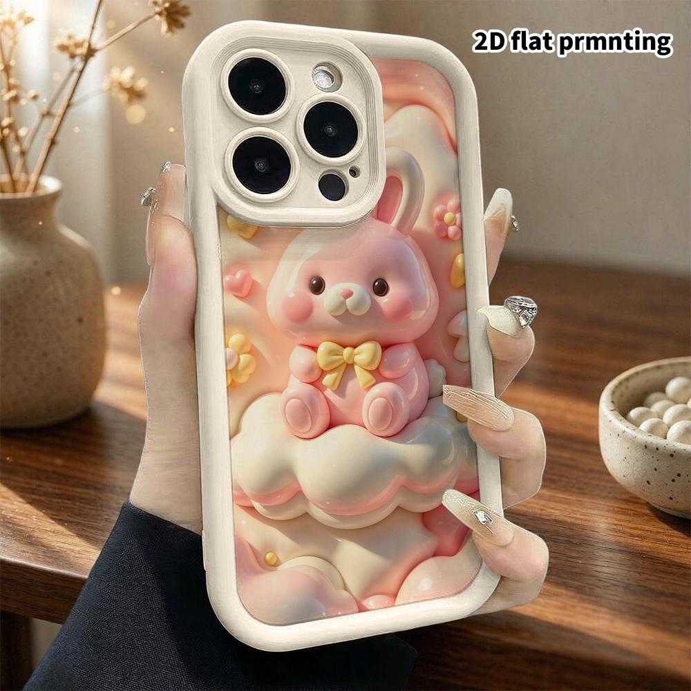 Phone Case: 2D Flat Design, Suitable for iPhone 18 17 16 15 14 13 Pro, Pink Little Bunny, Perfect Christmas and Halloween Holiday Gift