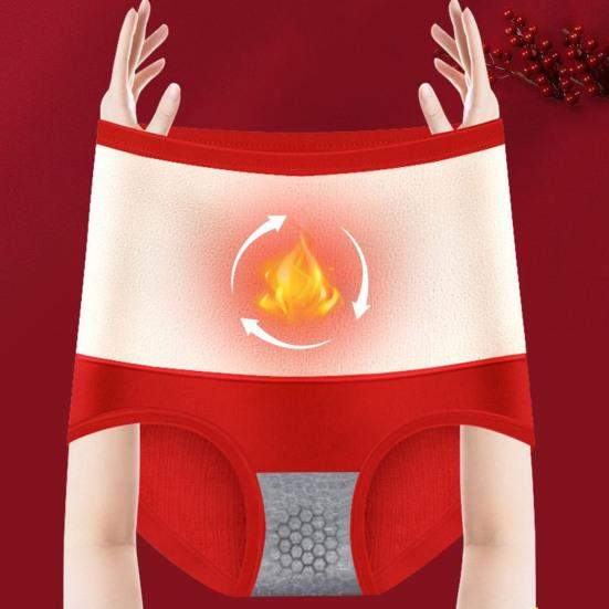 Damen-Unterhose, verdickter Plüsch, warme Taille, Gebärmutterschutz, hohe Taille, Bauchkontrolle, elastisch, weich, einfarbig, antiseptisch, Damenhöschen, Slips