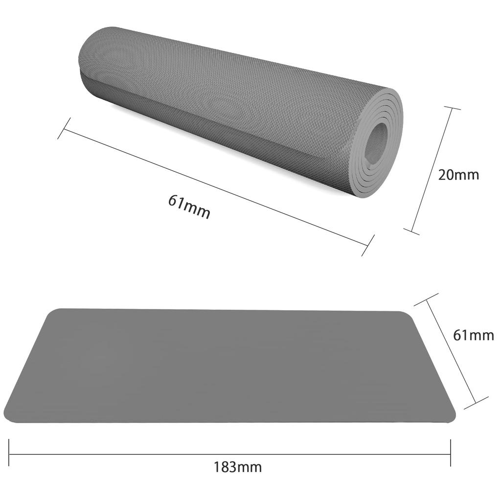 SURFOU Yoga Premium TPE 8mm Stretching for Hot Strength and Includes Storage Gray Mat, Material, Thick, Non-Slip, Mat, Eco-Friendly, Lightweight,