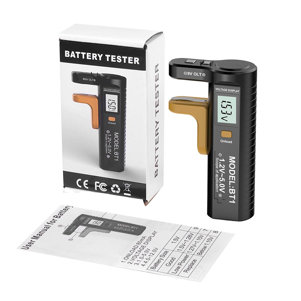 Digital Battery Tester Battery Checker Volt Measure Battery Capacity Check Detector for AA AAA C D 9V 1.5V Button Cell Batteries
