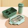 Nordic-Style Stainless Steel Lunch Box with Compartments, Fork, and Spoon - Microwave Safe