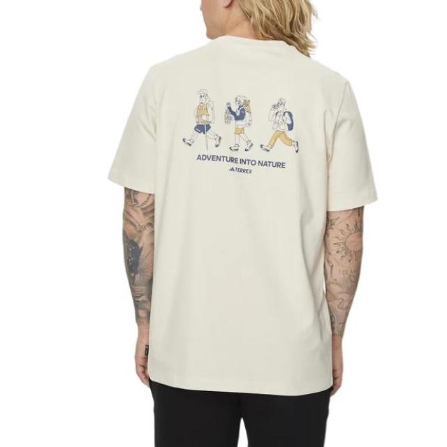 adidas T Shirts Men's Beige Crew Neck Moderate Straight Fit IS0287