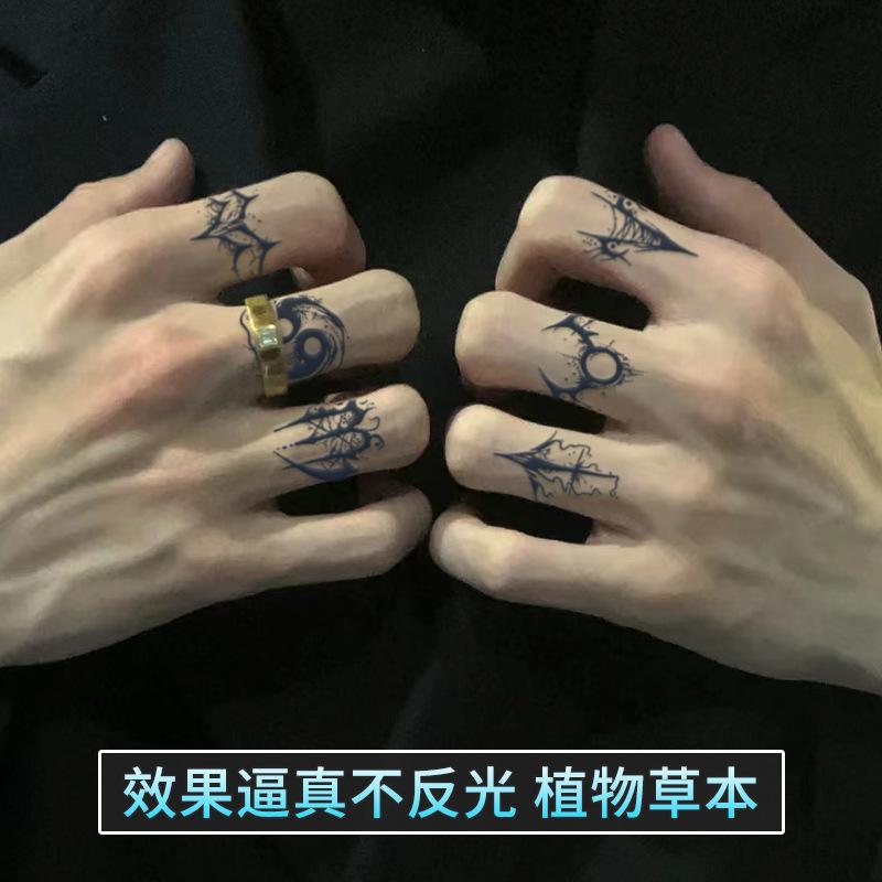 Finger Tattoo Sticker Waterproof Long-Lasting, Juice Semi-Permanent Realistic Small Pattern for Hand & Wrist