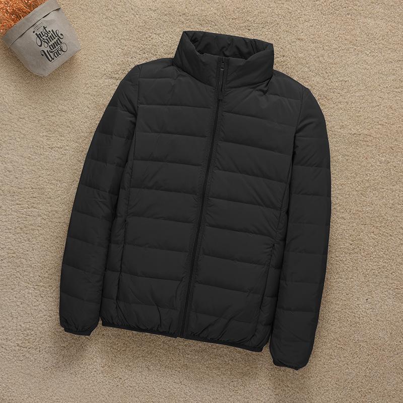 Seamless One-piece Woven Light and Thin Down Jacket Women's Short Stand-up Collar Lightweight Large Size Outdoor Sports Autumn and Winter Jacket Wint