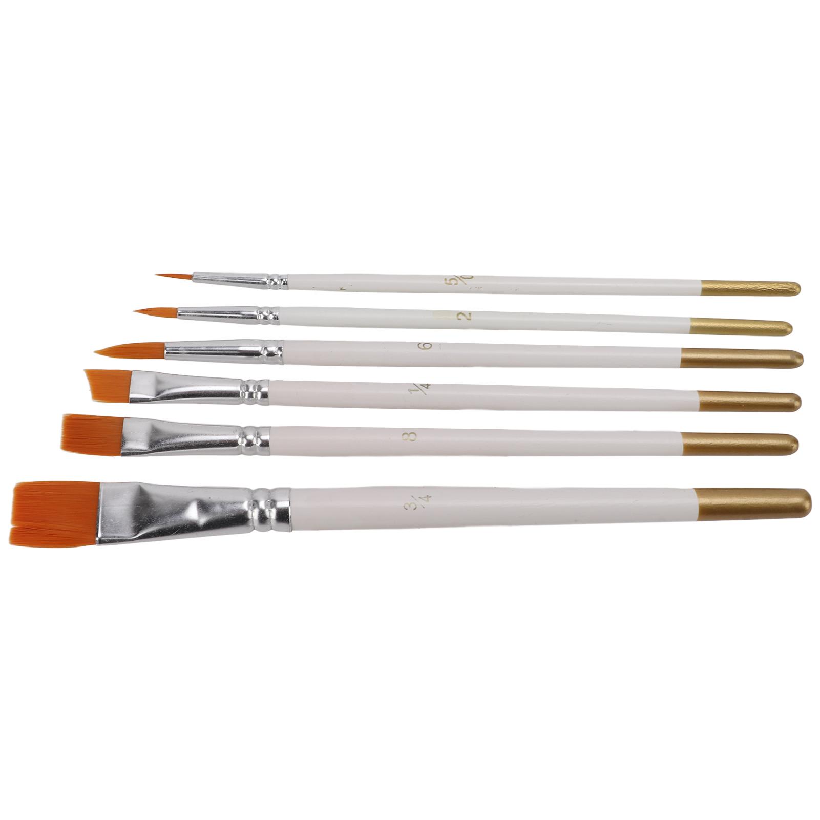 

6 шт. Кисти для рисования Многоцелевые Мини Нейлон Белая ручка Масляная живопись Круглые кончики Плоские кончики Акварель