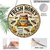 2D Flat Retro Fresh Honey Discount Aluminum Wall Logo-8x8 Inch Country Farmhouse Decoration with Bee and Jar Art, Humorous Kitchen Plaque Suitable