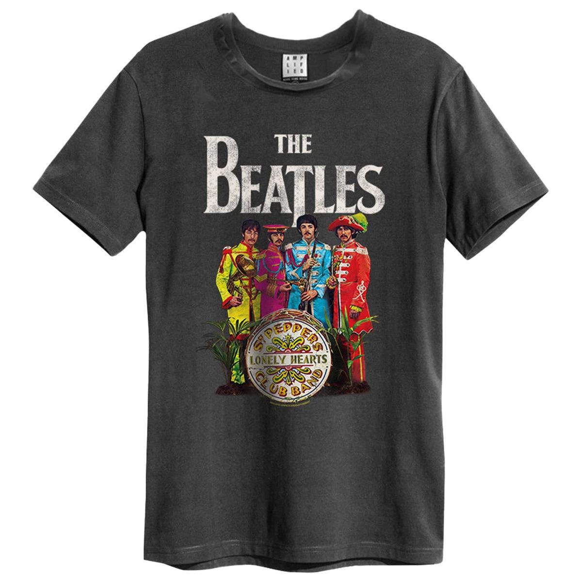 Beatles - Lonely Hearts Amplified Vintage Charcoal T Shirt S
