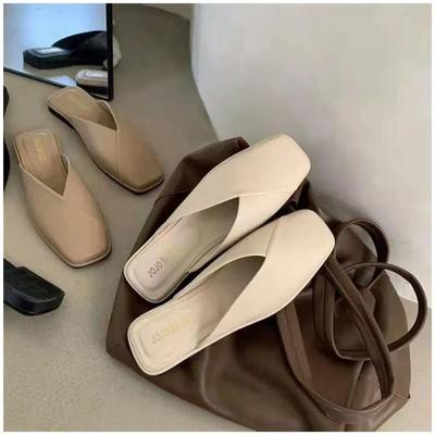 Frauen Maultiere Designer Square Toe 2024 Sommer Damen Mode Hausschuhe Neue Folien Weibliche Außerhalb Strand Schuhe Große Größe