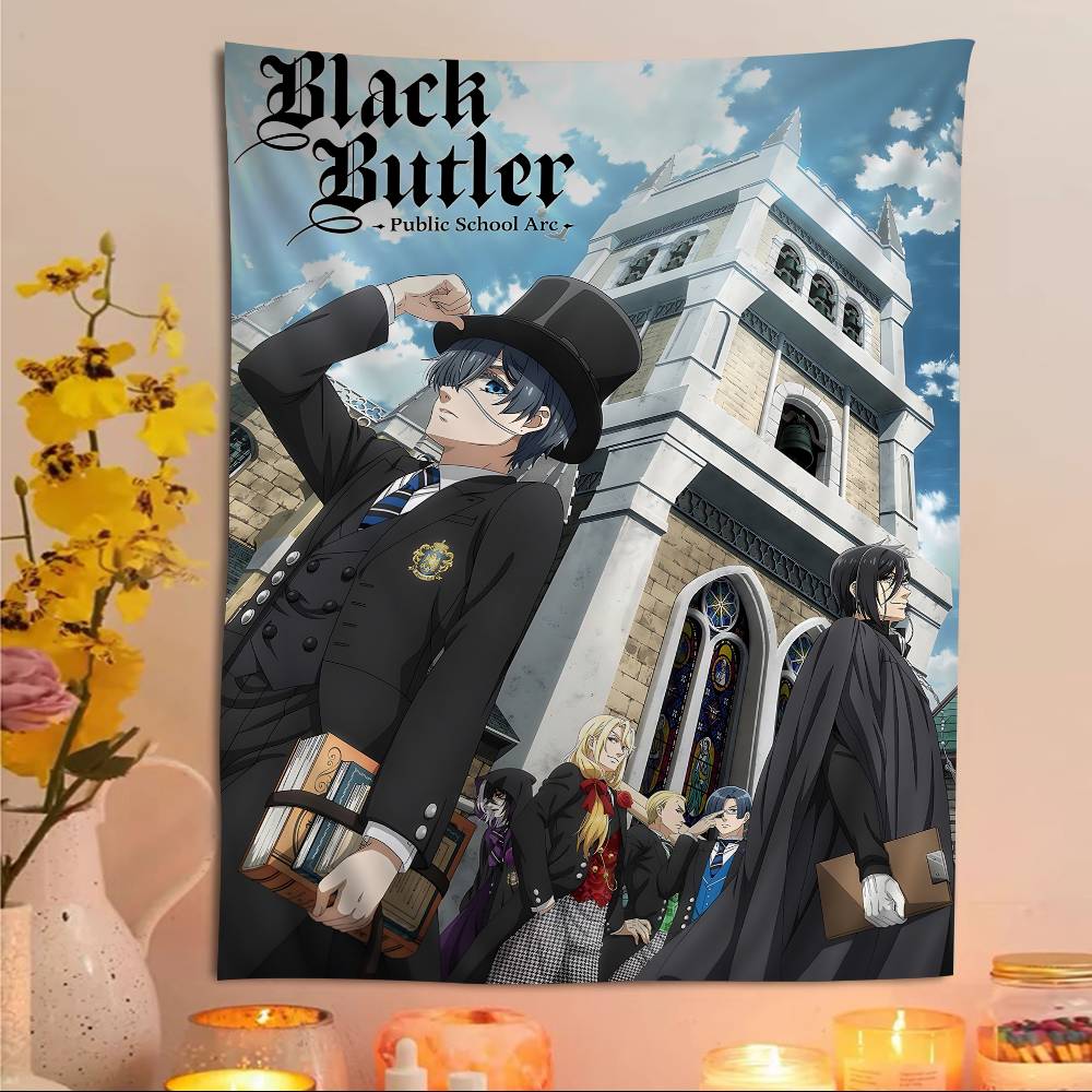 BBlack BButler Japanese Printed Large Wall Tapestry Hanging Tarot Hippie Wall Rugs Dorm Art Home Decor