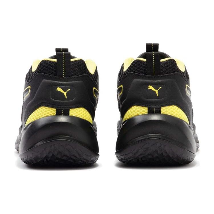 Puma Playmaker Simple Versatile Non-Slip Mid-Top Basketball Shoes Unisex Sneakers Black Gray Yellow 392330-07