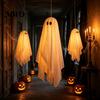Glowing Halloween Scene Accessories 3Pcs Lighted Hanging Ghost Decorations,Glowing Warm LED Floating Ghosts, Swinging Creepy Yard Decorations