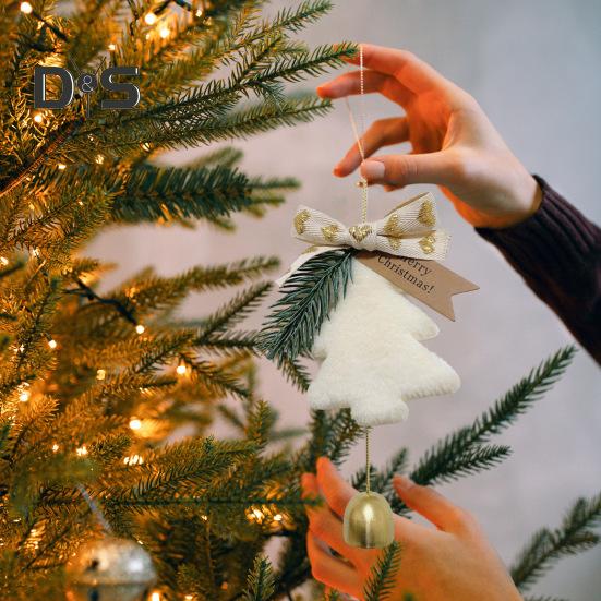 Christmas Bell Decoration Xmas Tree Bow Bell Pine Hanging Ornaments Jingle Bell Pendant for Christmas Tree Wreath Window Car Decor