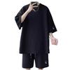 Men's Summer Suit Casual T-shirt + Shorts 2 Pieces Set Suit Men's Tracksuit Solid Color Tracksuit Loose Suit