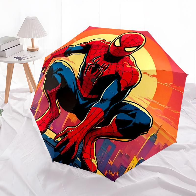 1 Auto Open Spider-Man, Sunset Themed Colorful 8-rib Portable Umbrella for Men and Women, A Compact Commuting Companion Suitable for Daily D