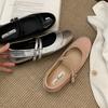 Round Code Fairy Wind Shallow Mouth Single Shoes Girl 2025 Spring New One-word Buckle with Versatile Mary Jane Shoes Flat Shoes