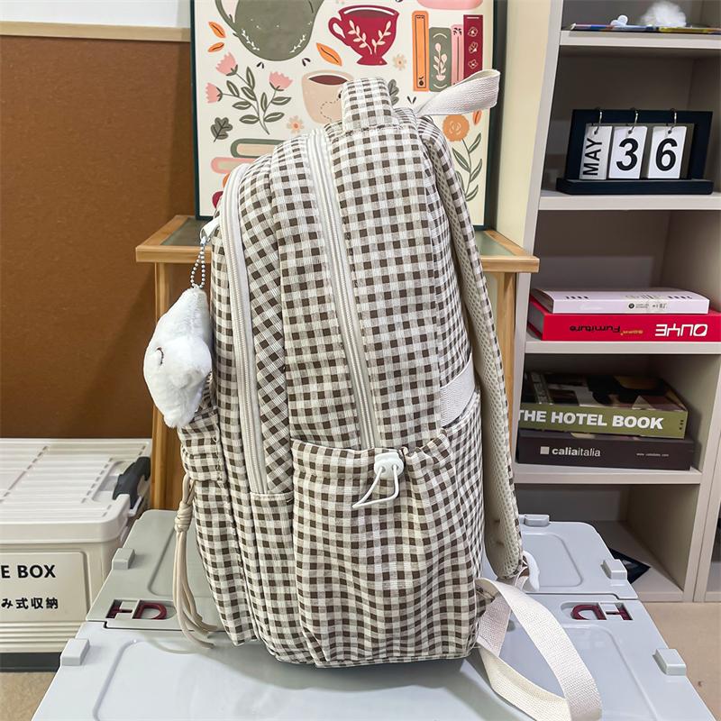 Plaid Women's Travel Backpack Student Schoolbag