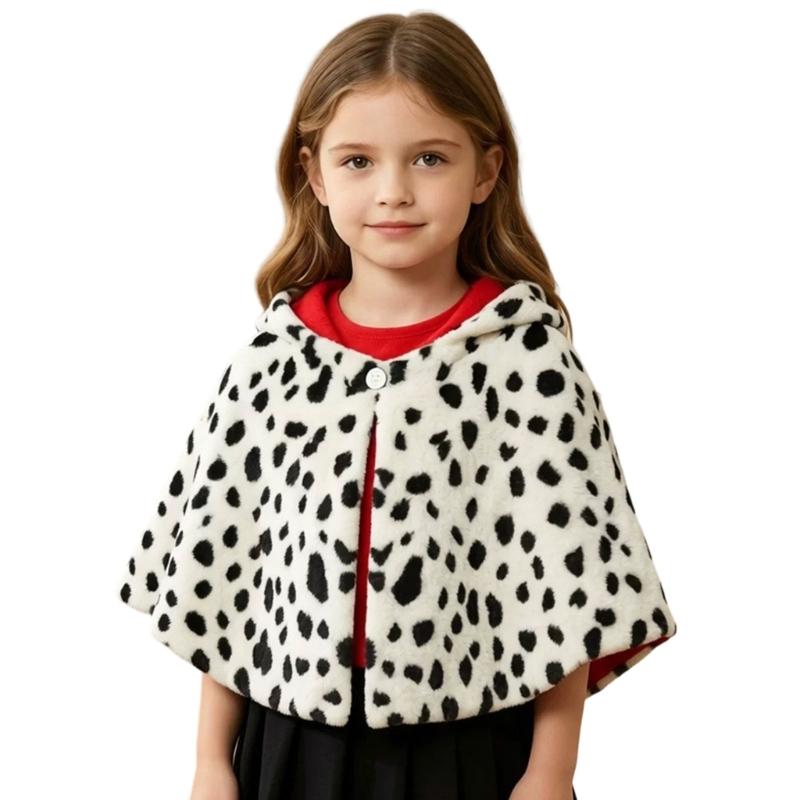 Doppellagiger Kuhmuster-Samtumhang Cosplay-Accessoire Perfekt für Weihnachtsfeiern Und Tägliche Mode-Outfits 1 leopard print
