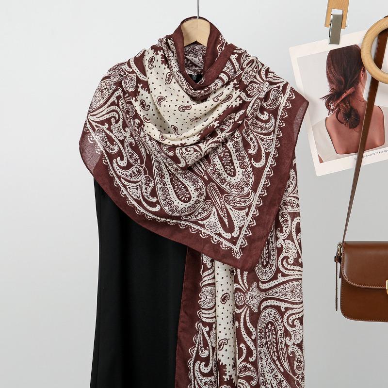 Retro cashew print Bali yarn versatile long scarf spring, summer and autumn new fashion thin high-end silk scarf shawl scarf