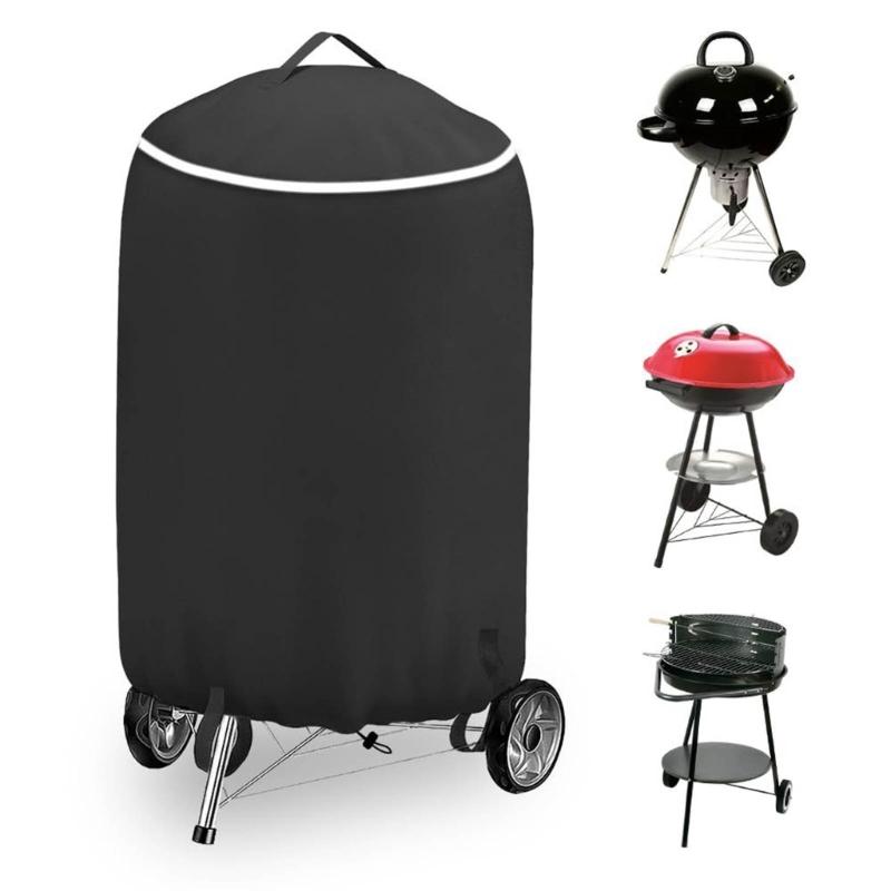 Practical Round BBQ Grills Cover Ultraviolets Resistant Tearproof With Portable Handle And Bottom Foot Sleeves