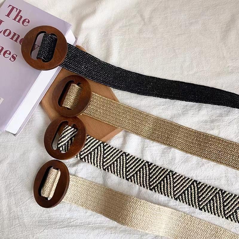 Belt for women, Korean version, niche decoration, retro waist seal with dress, simple and fashionable, elastic and non perforate