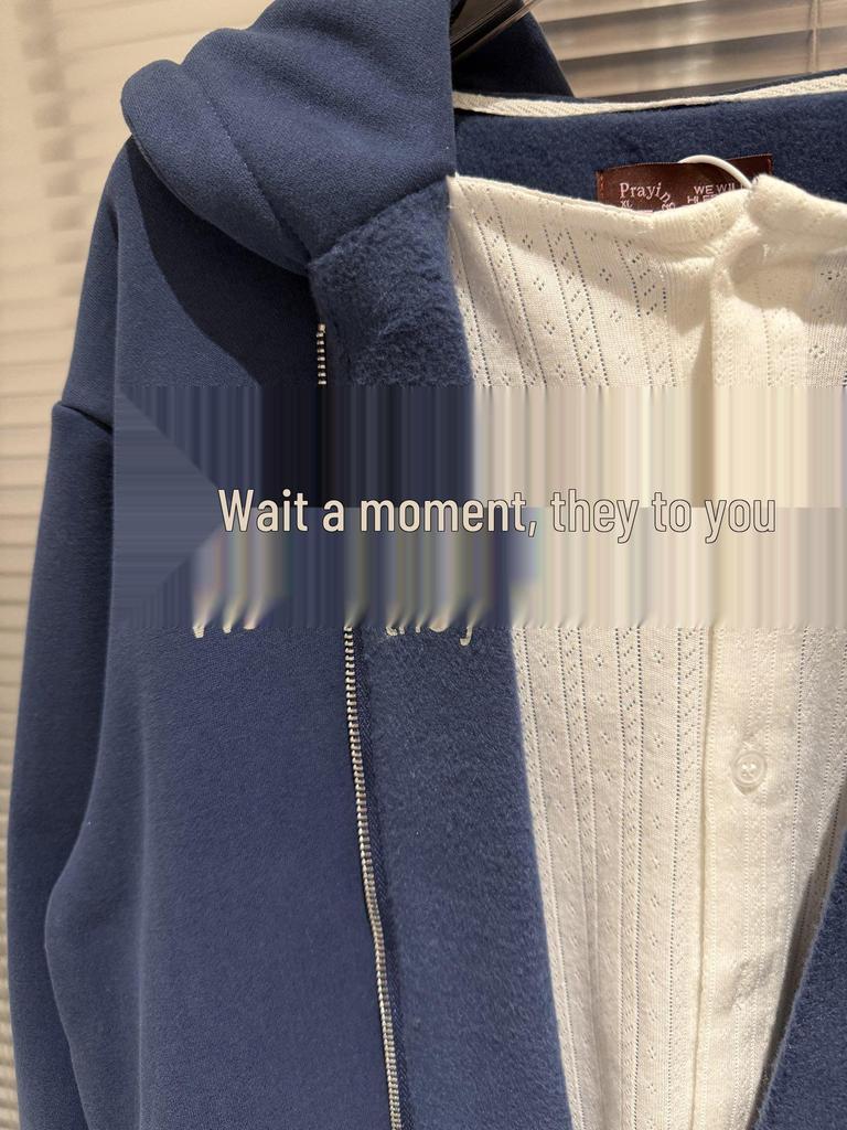 2025 Winter Praying Spoof Knit Hoodie with Fleece Zipper Sweatshirt.
