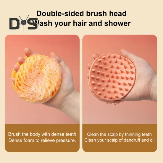 Silicone Shower Brush Scalp Massager Double-Sided Body Scrubber with Handle Hygienic 2-in-1 Body Scrub Bath Brush
