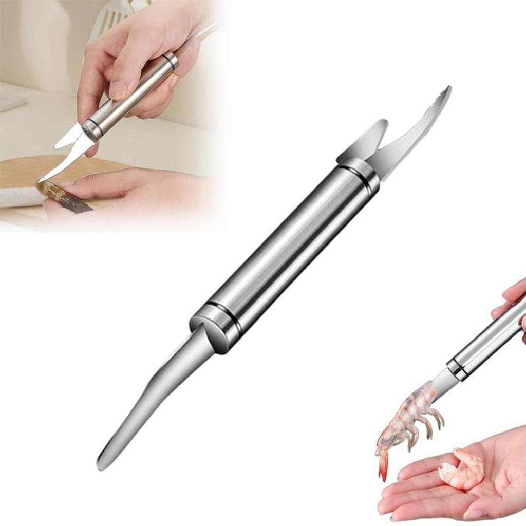 5 In 1 Multifunctional Shrimp Line Belly Knife, Stainless Steel Shrimp Line Scale Removal Knife, Portable Shrimp Line Peeling Knife, Kitchen