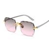 Vintage Rimless Square Sunglasses Woman Luxury Fashion Oversized Sun Glasses Female Retro Pink Black Gradient Mirror Oculos