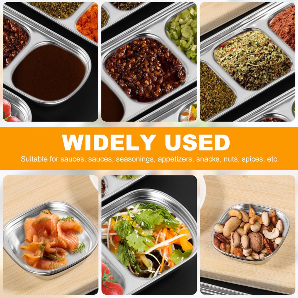 8Pcs Sauce Dipping Bowl Korean-style Dinner Plate Stainless Steel Dipping Plate Sauce Plate, Barbecue Tableware Seasoning Cups