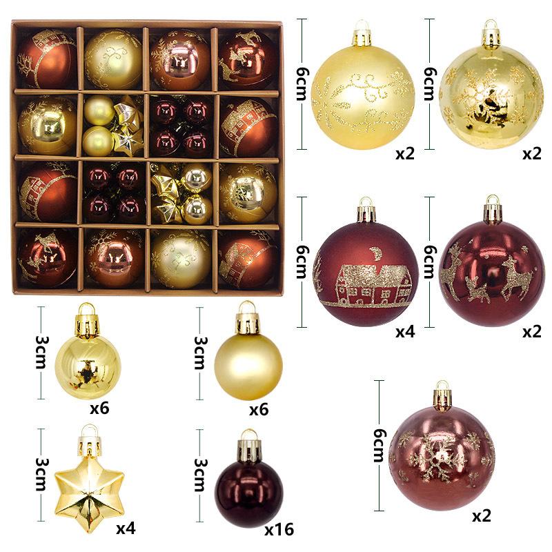 

New Christmas Ball Decoration Gift Box Set Painted Electroplated 44pcs Round Ball Special-shaped Christmas Ball Pendant One Size