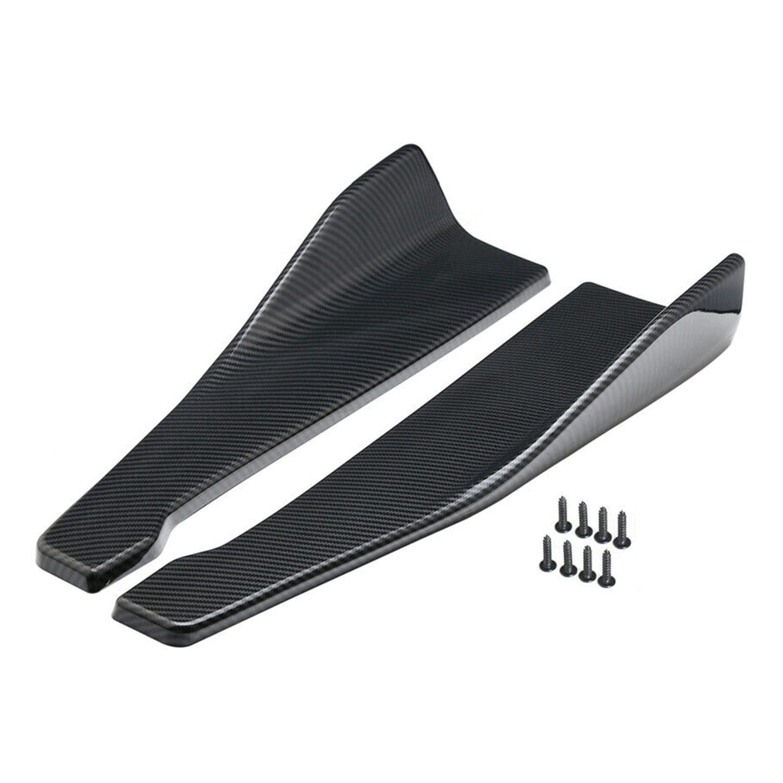 

Bruce & Shark 2-Piece 48cm Universal Car Side Skirt/Rear Bumper Lip Strip Splitter Anti-Scratch Extensions, Universal Carbon Fiber