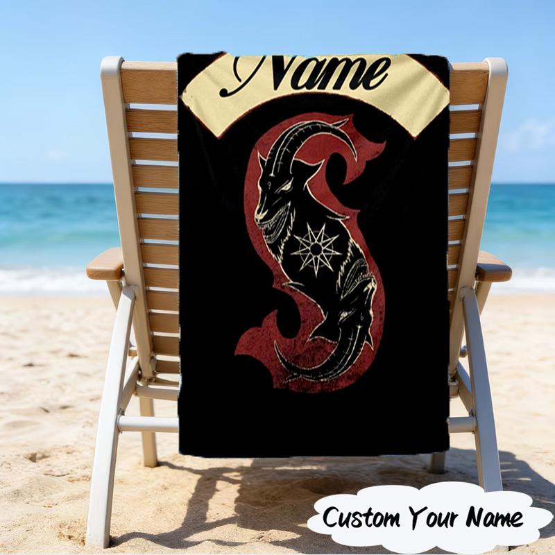 1PC Custom Name Beach Towel Slipk-not Band Artwork Beach Towel, Suitable for Camping, Travel, Beach Accessories, Super Absorbent, Family Gift