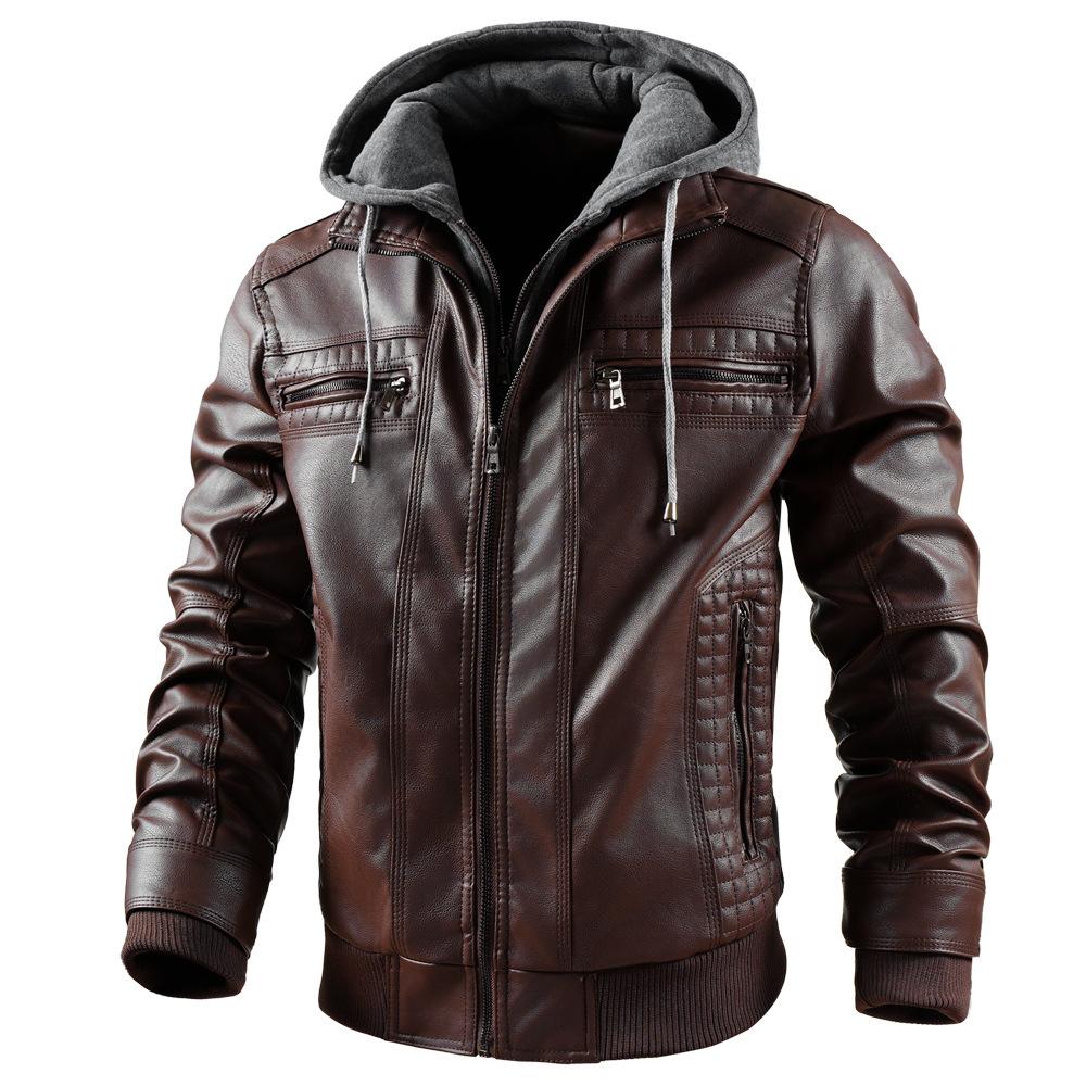 Men's casual pu leather jacket trendy jacket ozon European and American size spring and autumn leather jacket