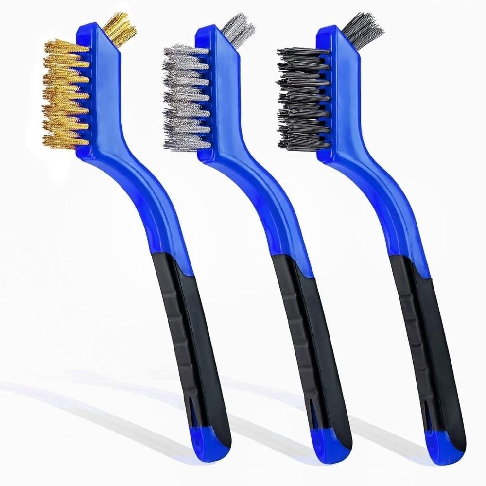 3PCS Double Head Wire Brush Set Mini Size Cleaning Wire Brush Metal Surface Polishing