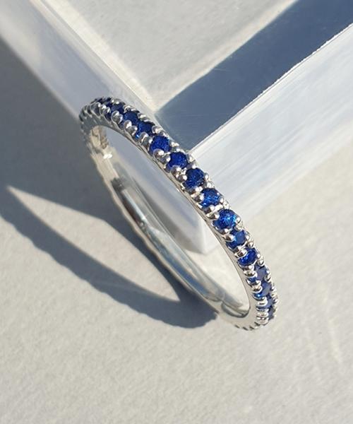 Bonbeau Silver Blue Cubic Pinky Layered Ring (Type B)