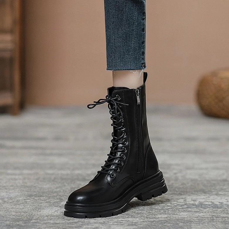 

Short boots 2026 autumn and winter new item thick soled versatile brown short boots with slim midsole single boots 35