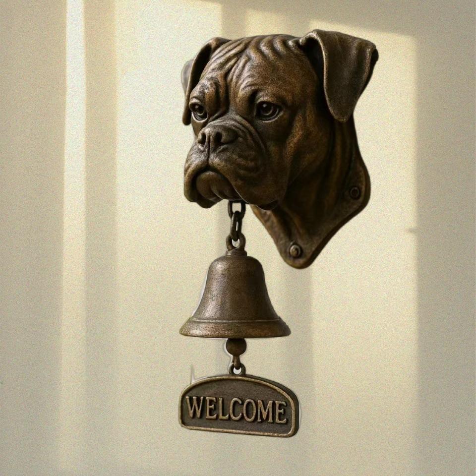 Door Chime Bell Dog-Shaped Welcome Doorbell Resin Animal-Themed Chime Wall Decoration for Entry Indoor Business Shop Gate Porch