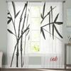 Art Watercolor Bamboo Tulle Curtains For Living Room Decoration Modern Chiffon Sheer Voile Kitchen Curtain