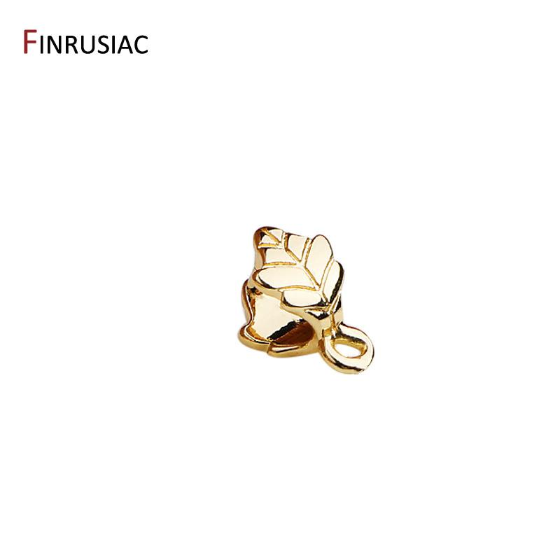 14K Gold Plated Brass Leaf Shape Pinch Bail Clasp For DIY Pendant Clip Connector Necklace Jewelry Making Accessories Findings
